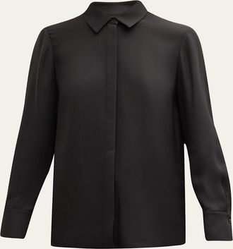 Lafayette 148 New York Scottie Silk Button-Down Blouse