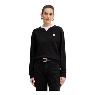 Karl Lagerfeld Hoodies & sweatvesten, Dames, Zwart, XL, Katoen, Ikon Sweatshirt