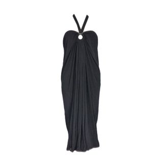 Herm&egrave;s Black O-Ring Halterneck Evening Dress Size M