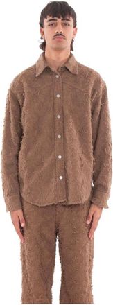 Haikure Belty Fur Denim Oversize Shirt - Heren - Zomerjassen - Beige - S - Denim - Jassen