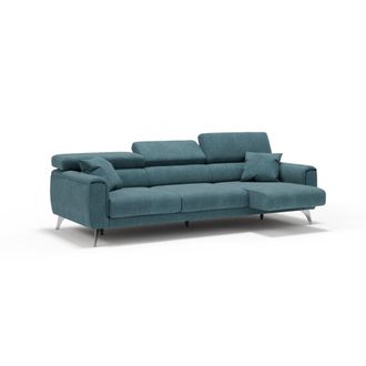 Divani.Store Sof&aacute; 3 plazas extensibles en tejido impermeable 244 cm azul petr&oacute;leo