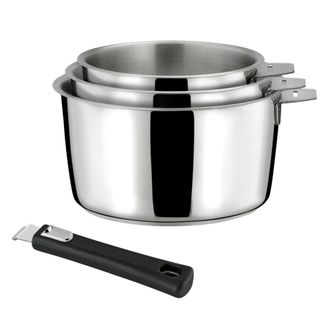 Cuisinox Set cacerolas &Oslash; 16, 18, 20 cm con mango extra&iacute;ble negro Acero