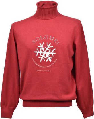 Brunello Cucinelli Red Cashmere Turtleneck Sweater, Brand Size 50 (US Size 40)