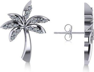Allurez Diamond Palm Tree Summer Earrings 14k in White Gold at Nordstrom