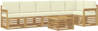 vidaXL Conjunto De Sof&aacute;s De Exterior 7 Uds. Blanco Y Crema Poli&eacute;ster Vidaxl