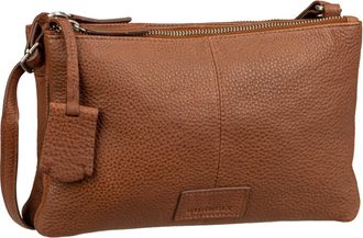 Burkely Leather Shoulder Bag Soft Skylar Double Pocket Zip Chestnut Brown