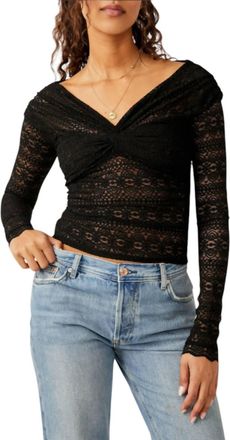 Free People Hold Me Closer Twisted Lace Top In Black