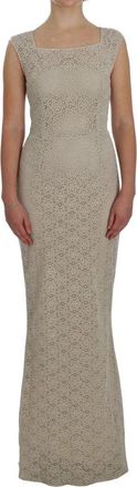 Dolce & Gabbana Maxi Kleedjes - Dames - Avondkleed - Grijs - S - Katoen - Kleedjes