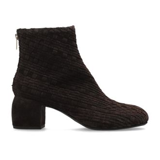 AGL Agl, Schoenen, Dames, Bruin, 40 EU, Su&egrave;de, Tina Geweven Su&egrave;de Enkellaarsjes met Hak
