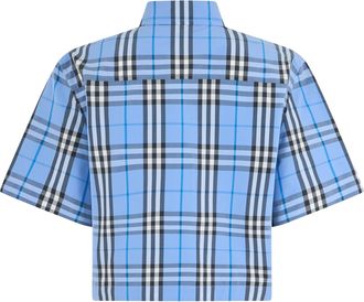Burberry Womens Short-Sleeve Cotton Shirt Light Blue