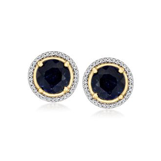 Ross-Simons Sapphire and. Diamond Earrings in 18kt Gold Over Sterling