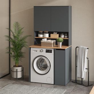Vicco Armadietto Coprilavatrice Viktor, Antracite/rovere Dorato, 93.6 X 88.2 Cm 2 Parti Con Ripiano, Vicco