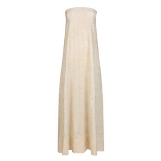 Liu Jo Maxi Dresses, female, Beige, Size: XS Long dress with embroidery
