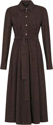 Pinko Lange overhemdjurk met ceintuur - Dames - Shirt Kleedjes - Bruin - L - Kleedjes
