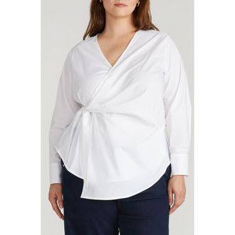 Universal Standard Stretch Cotton Blend Poplin Wrap Top in White at Nordstrom Rack, Size Xl (26W-28W)