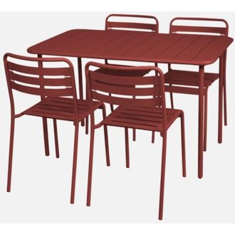 Sweeek Set tavolo da giardino bistrot in metallo con 4 sedie, 120cm