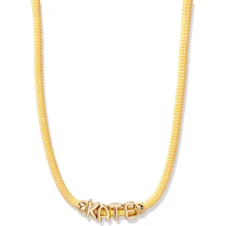 Brook & York Breezy Name Necklace in Gold/amber at Nordstrom