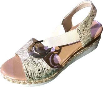 Generic Cocila Ladies Sandals Women Slope Heel Casual Large Comfortable Mouth Beige, 4.5 Gold Flatforms Jesus Womens Grey Shoes Smart For Ancient Greek Footwe