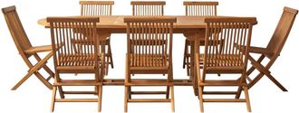 Tikamoon Conjunto de jardín oval de acacia maciza con 8 sillas