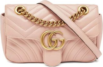 Gucci GG Marmont chevron chain-strap shoulder bag - Pink