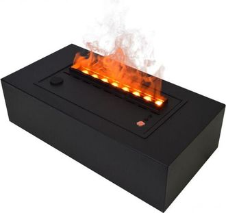 Purline Chimenea Decorativa Con Llama Simulada De Sobremesa Con Cuerpo De Metal Negro