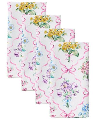 Lenox Set Of 4 Bouquet Ribbon Napkins