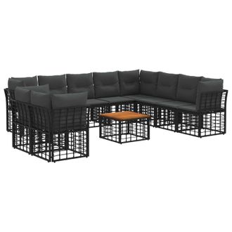 vidaXL Conjunto De Sof&aacute;s De Exterior 11 Pcs Negro Y Gris Oscuro Vidaxl
