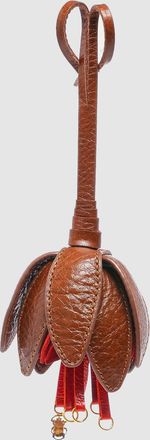 CLARIS VIROT Charm Cuir Tabac et Coquelicot