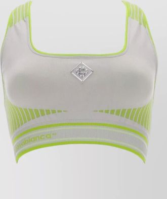 Casablanca square neck sleeveless striped racerback top