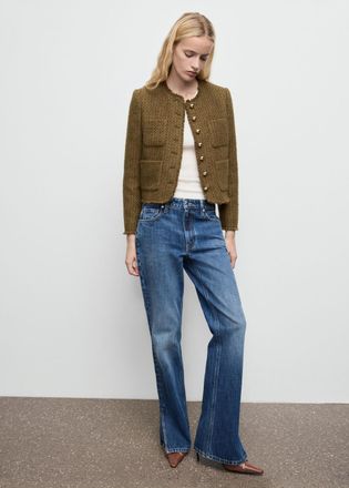 Mango Giacca tweed bottoni gioiello kaki - Donna - XXS - MANGO