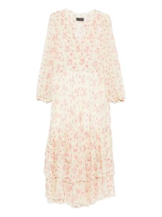 Styland floral-print ruffled dress - women - Viscose/Silk/Viscose/Spandex/Elastane - 42 - Yellow