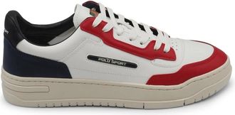 Ralph Lauren Witte en Rode Sneakers - Heren - Sneakers - Veelkleurig - 40 EU - Leer - Schoenen