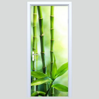 OEM Adhesivo De Tela Para Puerta Con Dise&ntilde;o De Hojas De Bamb&uacute; Y Jard&iacute;n Zen 578pd
