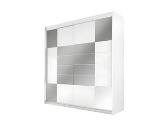 Vente-Unique Armario 2 puertas correderas - Con espejo - 203 cm - Blanco - ROVINJA