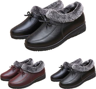 Generic Slip on Ankle Boots for Women Plush Fur Lining Thickened Warm Comfortable Short Boots Ladies Winter Anti-Slip Booties Outdoor Waterproof Walking Shoes