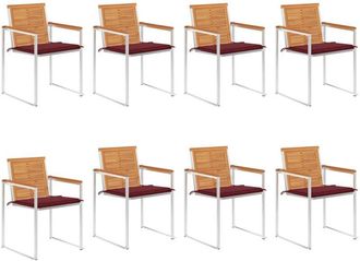 vidaXL Vidaxl - Sillas De Jard&iacute;n Y Cojines 8 Unidades Madera Maciza De Acacia