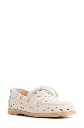 Sperry Top-Sider Authentic Original 2-Eye Embroidered Boat Shoe in Cream at Nordstrom, Size 7.5