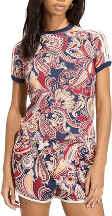 adidas Originals 3-Stripes Paisley Slim Fit T-Shirt in Multicolor/night Indigo at Nordstrom, Size Small