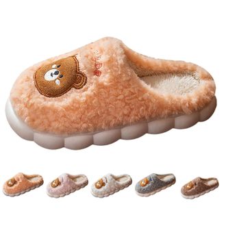 Generic Home Slippers For Couple Adult Bear Slippers Cute House Shoes Plush Warm Slipper For Women Men Winter Thermal Slipper Slip-Resistance Indoor Shoes Wit