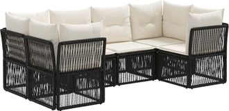vidaXL Conjunto De Sof&aacute;s De Jard&iacute;n 6 Uds. 6-n&uacute;mero De Plazas Negro Vidaxl