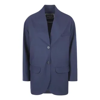 Fabiana Filippi Blazers, female, Blue, Size: 2XS Stand-up Collar Jacket