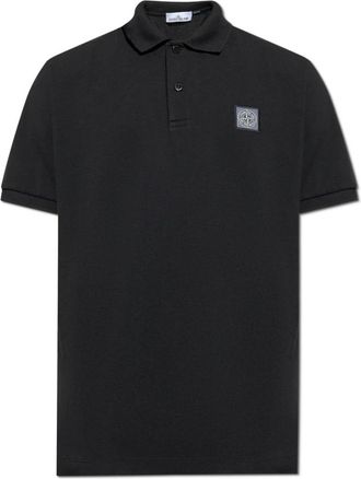 Stone Island Polo Shirts, male, Black, Size: L Polo Shirt with Logo