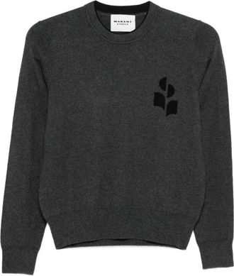 Isabel Marant Logo Crewneck Sweater - Dames - Ronde hals truien - Zwart - M - Katoen - Truien & Vesten