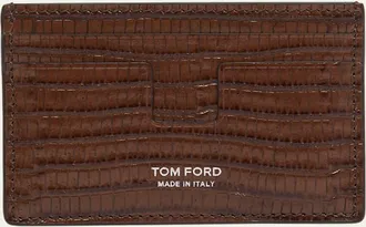Tom Ford Mens T Line Croc-Effect Leather Card Holder