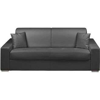 Vente-Unique Vente-unique - Divano letto 4 posti a ribalta in similpelle Nero - Larghezza Materasso 160 cm - Spessore 18 cm - emir