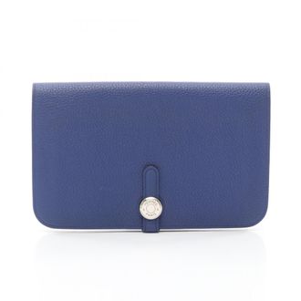 Herm&egrave;s Blue Togo Leather Long Wallet (Bi-Fold) (Pre-Owned)
