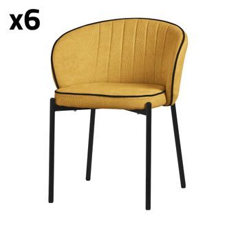 ML Design 6x Sillas de comedor mostaza con revestimiento de tela y respaldo