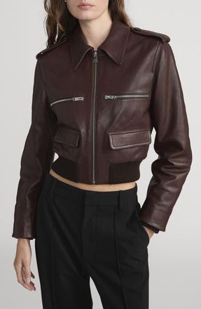Frame Denim The Aviator Leather Jacket in Americano at Nordstrom, Size Small