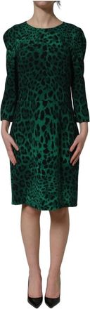 Dolce & Gabbana Jurk met Lange Mouwen en Schede Midi - Dames - Korte kleedjes - Groen - M - Kleedjes