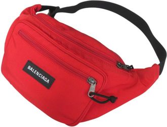 Balenciaga Red Color Nylon Fanny Pack Sling Bag (Pre-Owned)